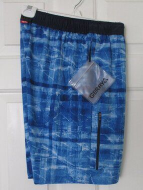 Gerry Mens Blue Elastic & Drawstring Lined Swim Board Short NWT 30W-34W or M